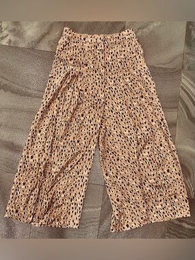 Anthropologie Isobel Wide Leg Pleated Leopard Print Pants Size S
